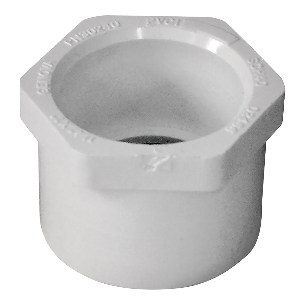 GENOVA 300 Series 30240 Reducing Bushing, 1-1/4 x 1 in, Spigot x Slip, White, SCH 40 Schedule