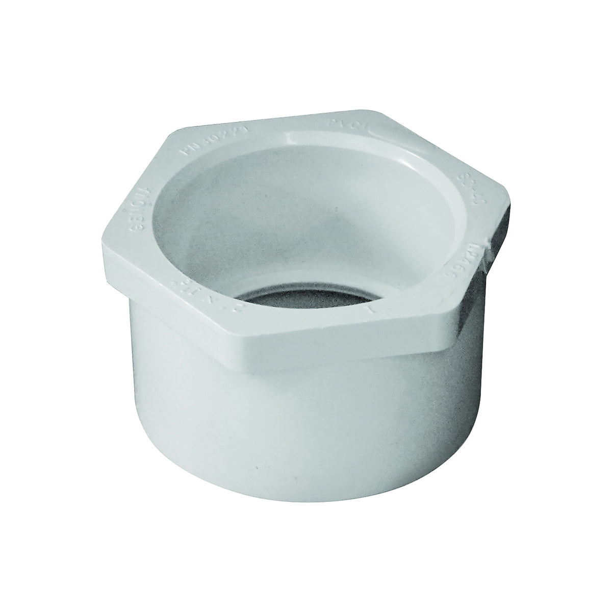 GENOVA 300 Series 30221 Reducing Bushing, 2 x 1-1/2 in, Spigot x Slip, White, SCH 40 Schedule