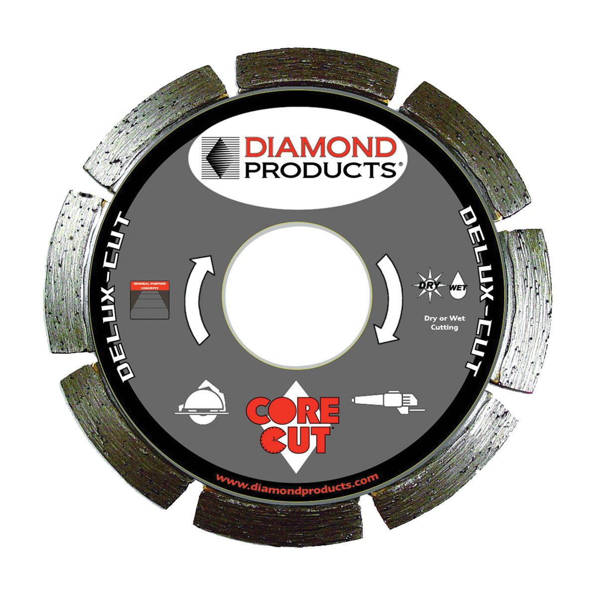 DIAMOND PRODUCTS 22783 Circular Saw Blade, 6 in Dia, 7/8 in Arbor, Applicable Materials: Concrete