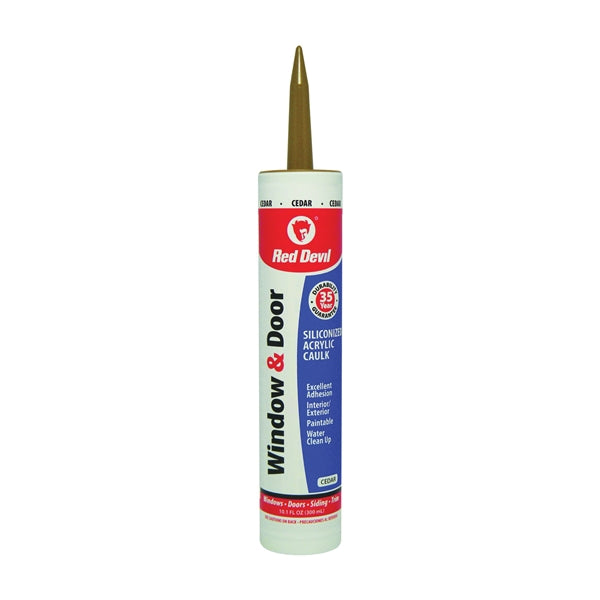 Red Devil 084630 Siliconized Acrylic Caulk, Cedar, -20 to 180 deg F, 10.1 fl-oz Cartridge