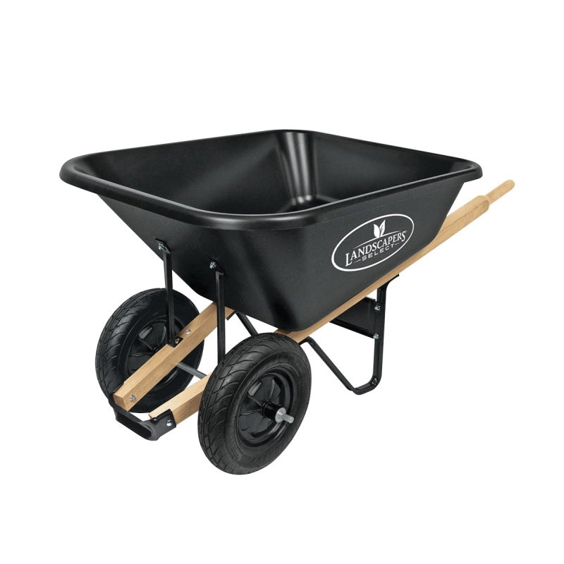 Landscapers Select 34565 Wheelbarrow, 8 cu-ft Volume, Polypropylene Co-Polymer, 2 -Wheel, Pneumatic Wheel, 16 in Wheel