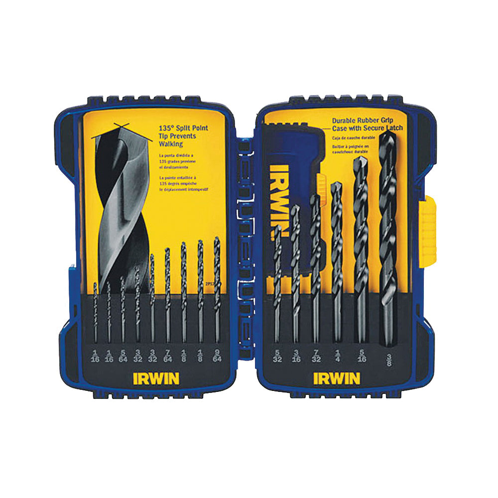 IRWIN 314015 Jobber Length Drill Bit Set, 15-Piece, Steel, Black Oxide