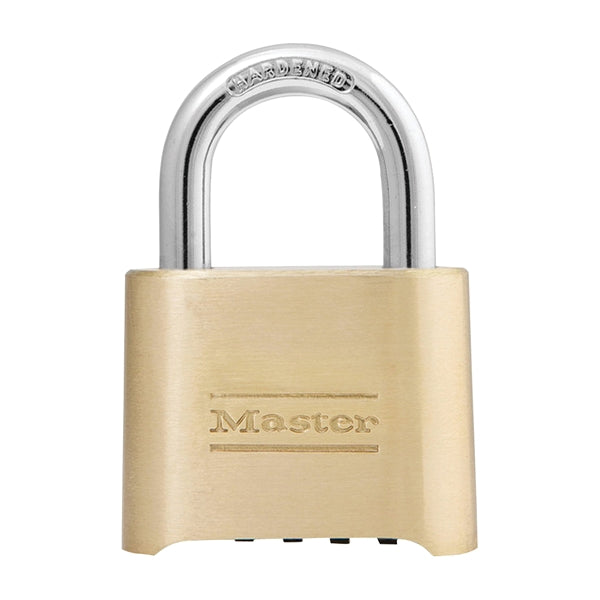 Master Lock 175D Padlock, 5/16 in Dia Shackle, 1 in H Shackle, Steel Shackle, Brass Body, 2 in W Body