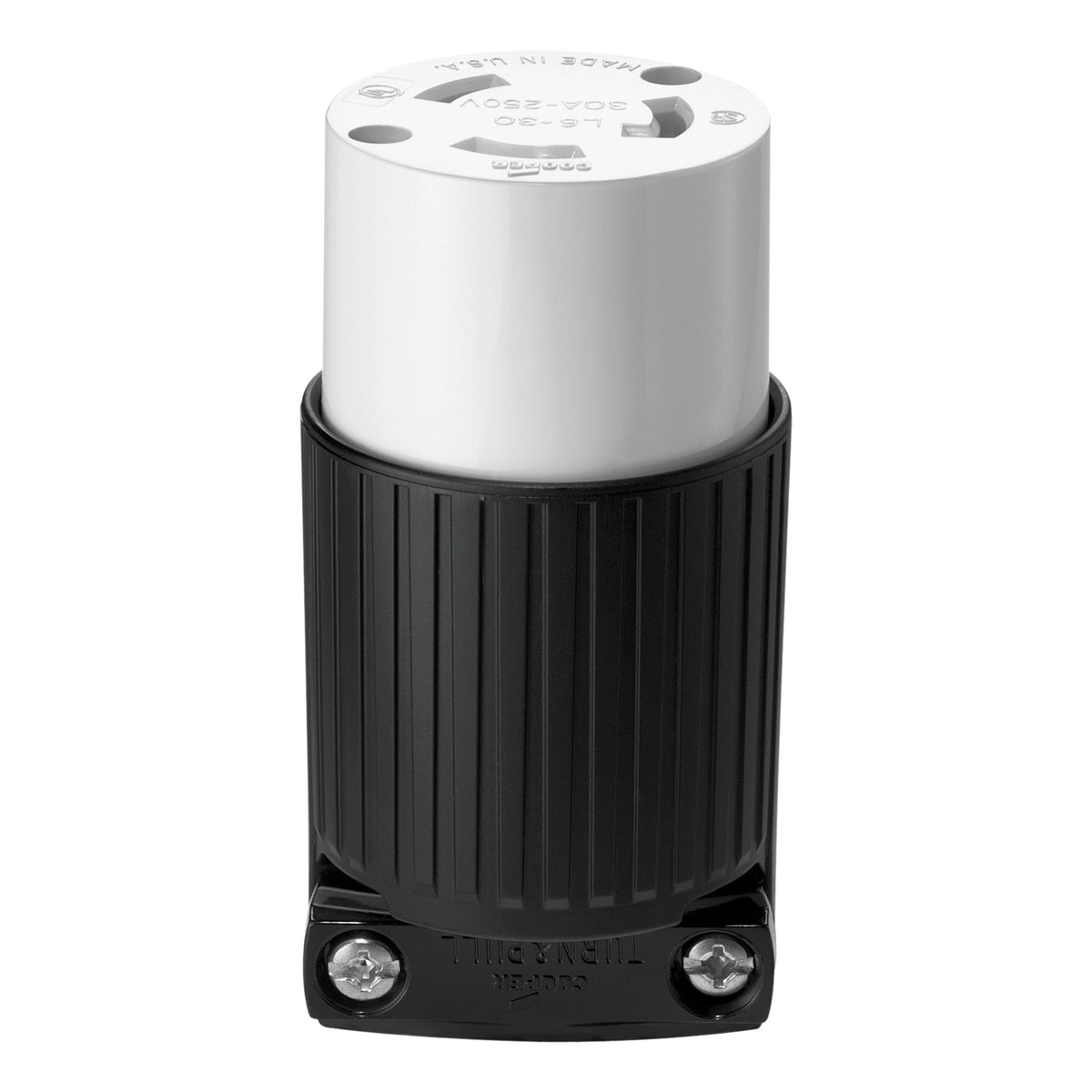 Eaton Wiring Devices L630C Twist Lock Connector, 2 -Pole, 30 A, 250 V, NEMA: NEMA L6-30, Black/White