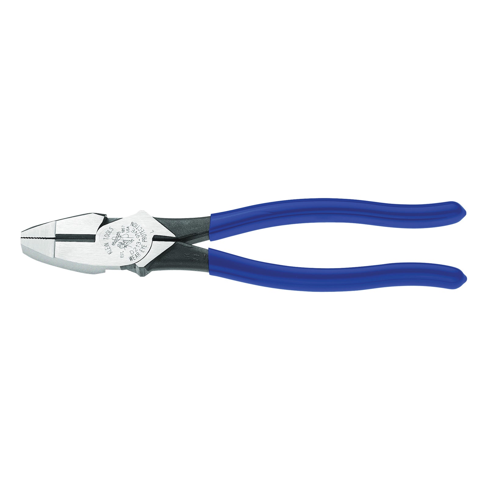 KLEIN TOOLS D213-9NE Cutting Plier, 9-3/8 in OAL, 1-3/8 in Cutting Capacity, Dark Blue Handle, 1-1/4 in W Jaw