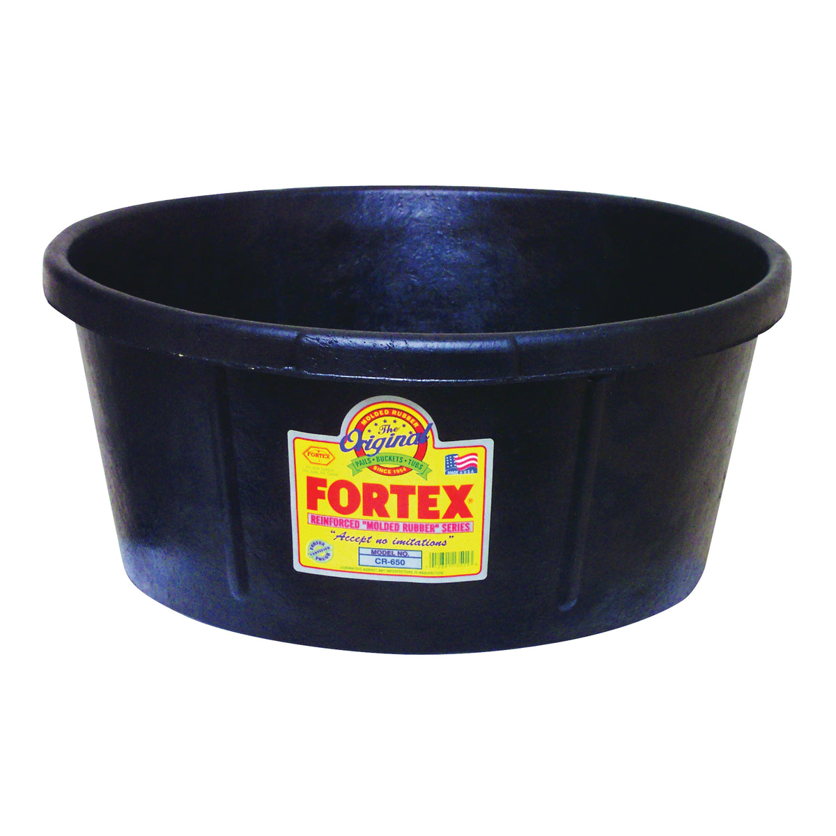 FORTEX-FORTIFLEX CR650 Utility Tub, 6.5 gal Volume, Rubber