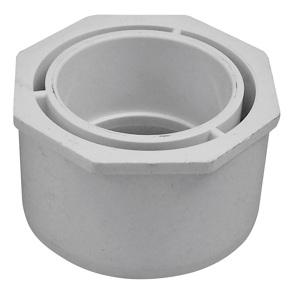 GENOVA 300 Series 30232 Reducing Bushing, 3 x 2 in, Spigot x Slip, White, SCH 40 Schedule