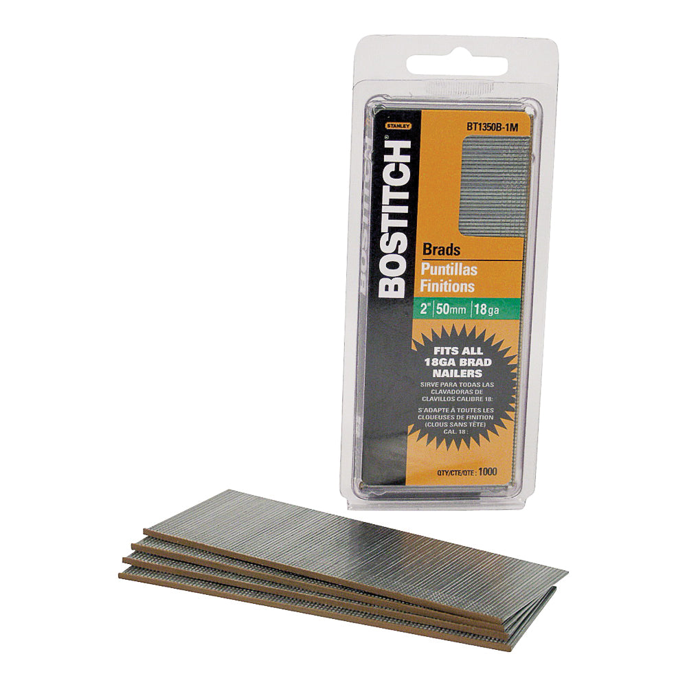 Bostitch BT1350B-1M Nail, 2 in L, 18 Gauge, Steel, Coated, Brad Head, Smooth Shank