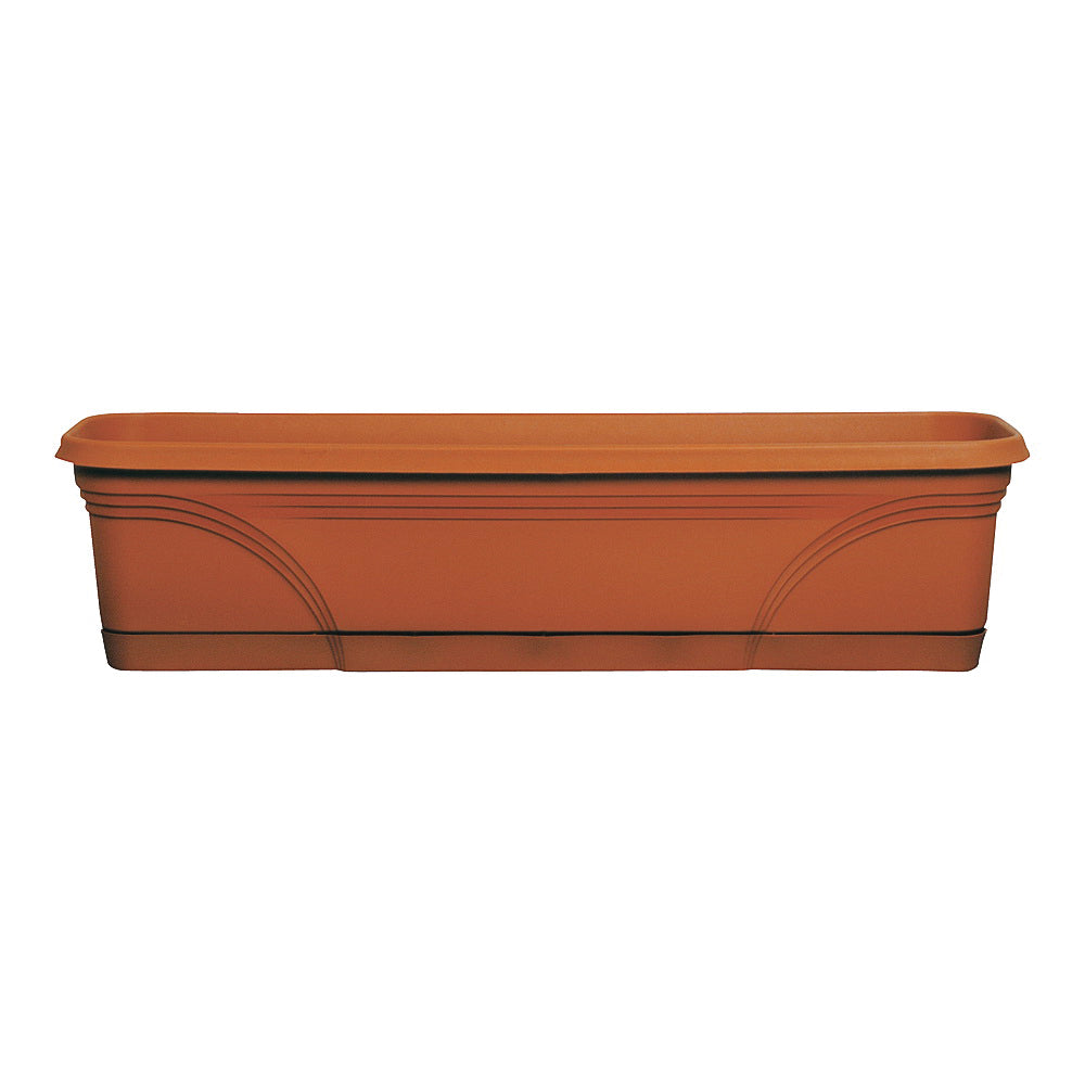 Southern Patio MB2412TC Planter, 23.88 in W, 7.88 in D, Window Box, Plastic, Terracotta