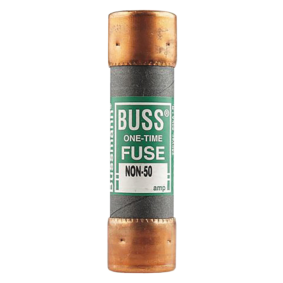 Bussmann NON-50 Fuse, 50 A, 250 VAC, 125 VDC, 50 kA Interrupt, Melamine Body, Cartridge Fuse