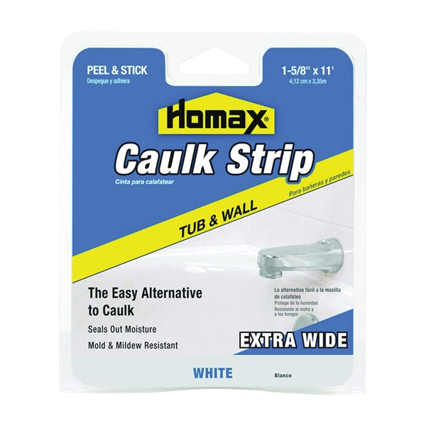 Homax 34040 Caulking Strip, White, 120 deg F, 1-5/8 in W X 11 ft L