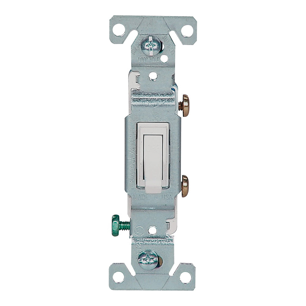 Eaton Wiring Devices 1301-7W10 Toggle Switch, 15 A, 120 V, Polycarbonate Housing Material, White