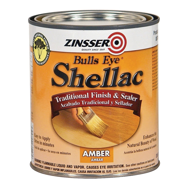 ZINSSER Bulls Eye 704H Shellac, Mid-Tone, Amber, Liquid, 1 qt, Can