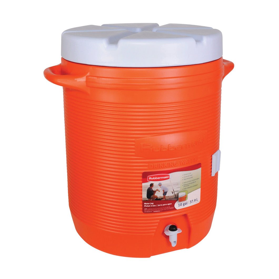 Rubbermaid 1610-01-11 Water Cooler, 10 gal Cooler, Plastic, Orange