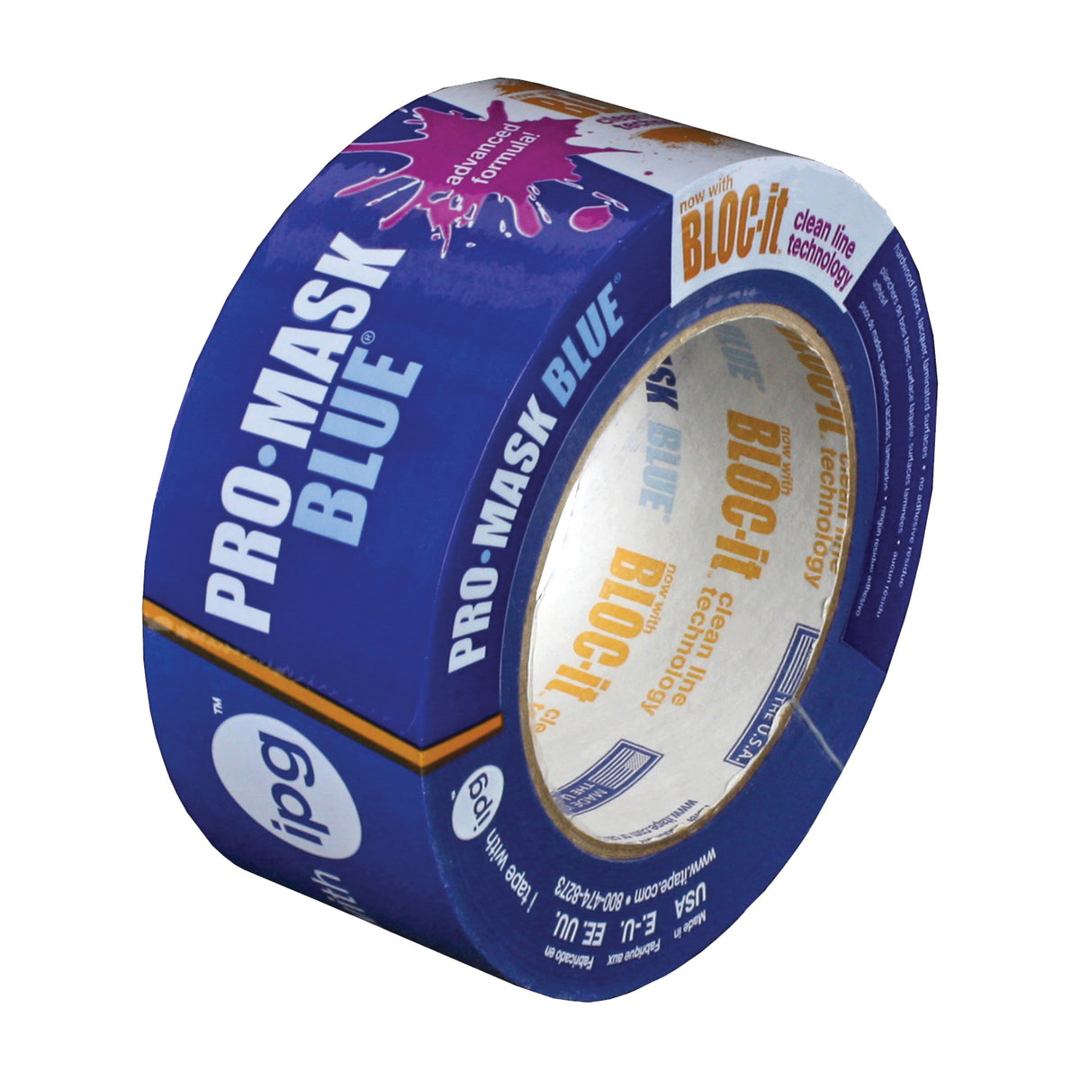 IPG 9533-2 Masking Tape, 60 yd L, 1.87 in W, Crepe Paper Backing, Blue