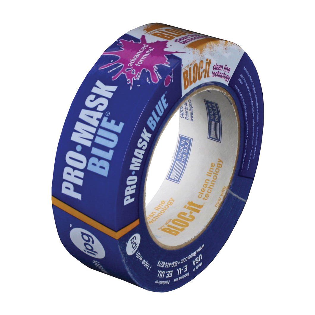 IPG 9532-1.5 Masking Tape, 60 yd L, 1.4 in W, Crepe Paper Backing, Blue