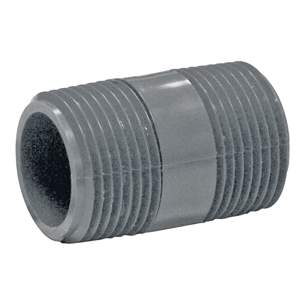 GENOVA 385020D Pipe Nipple, 1 in, MIP x MIP, PVC, Gray, SCH 80 Schedule, 2 in L