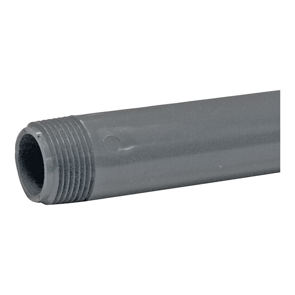 GENOVA 385120D Pipe Nipple, 1 in, MIP x MIP, PVC, Gray, SCH 80 Schedule, 12 in L