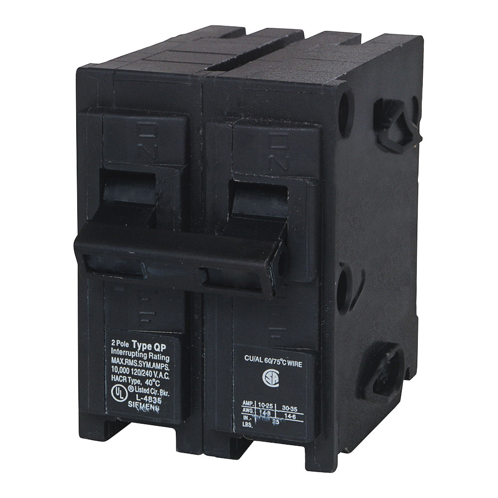 Siemens Q2100 Circuit Breaker, Mini, 100 A, 2 -Pole, 120/240 V, Fixed Trip, Plug Mounting