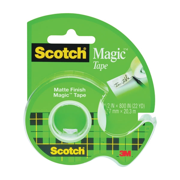 Scotch Magic 119 Office Tape, 800 in L, 1/2 in W, Plastic Backing