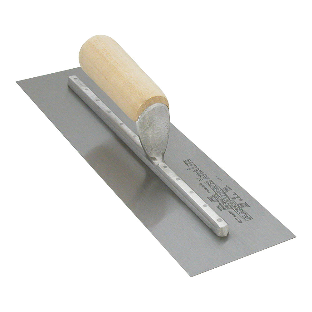 Marshalltown MX20 Finishing Trowel, 20 in L Blade, 4 in W Blade, Spring Steel Blade, Straight Handle, Wood Handle