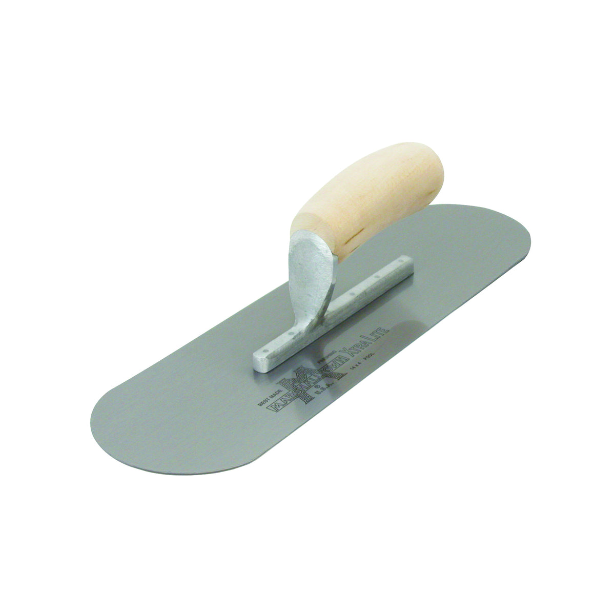 Marshalltown SP16 Pool Trowel, Hardened Steel Blade, Curved Handle, Wood Handle, 4-1/2 in OAW