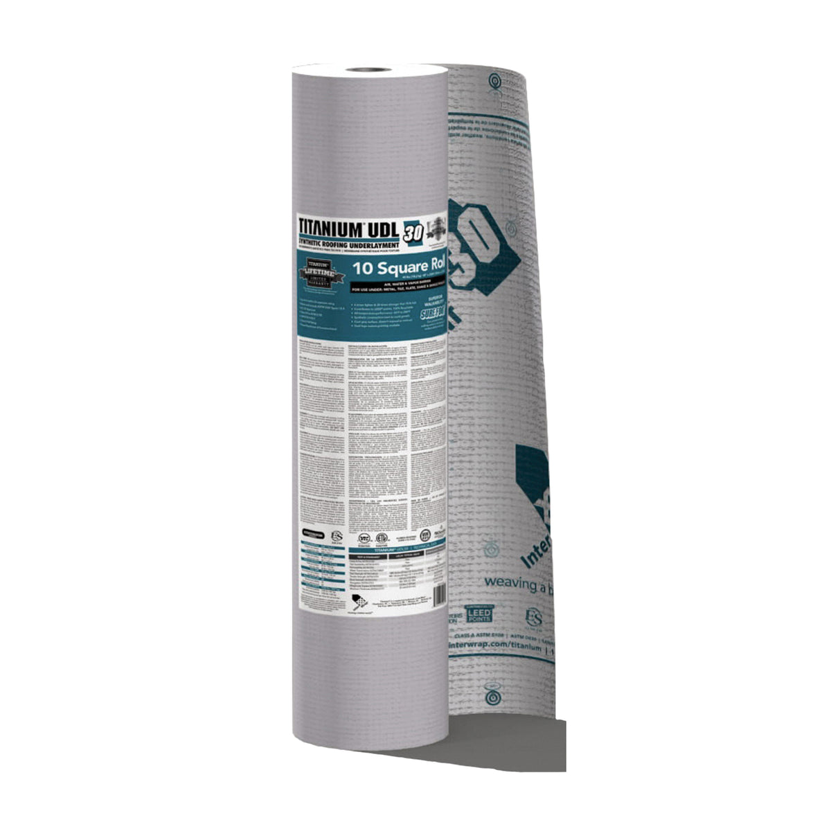 INTERWRAP UDL30 Roof Underlayment Roll, 250 ft L, 48 in W, Synthetic, Gray
