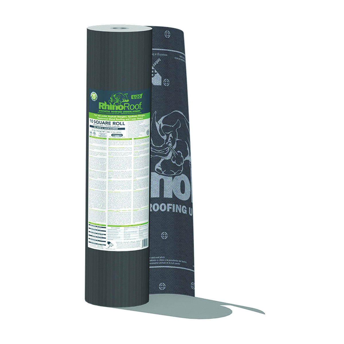 INTERWRAP RHINOROOF Roof Underlayment Roll, 286 ft L, 42 in W, Synthetic, Gray
