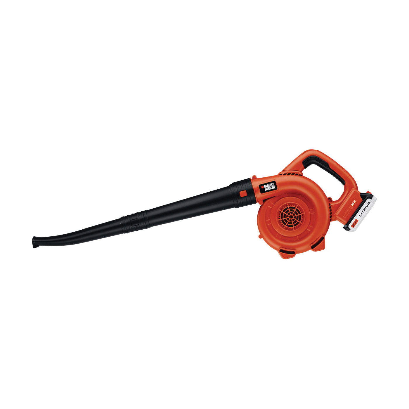 Black+Decker LSW321 Cordless Sweeper, 20 V Battery, Lithium Battery, 100 cfm Air, 25 min Run Time, Black/Orange