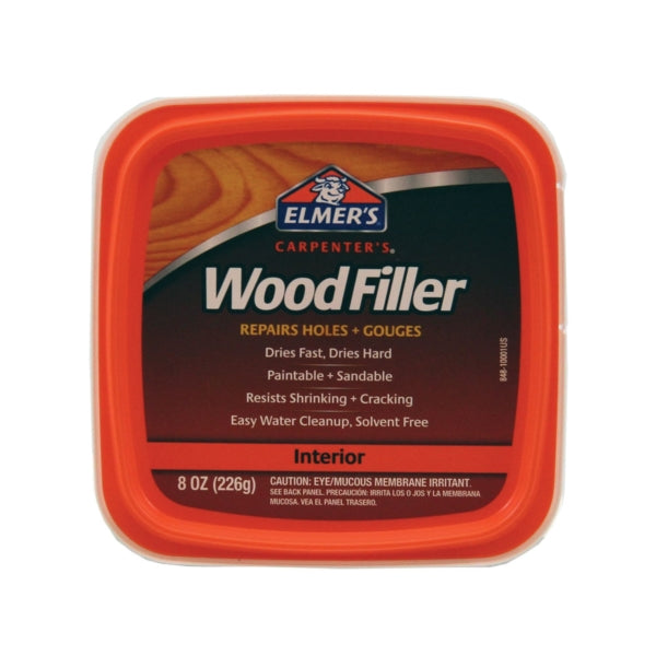 Elmers E848D12 Wood Filler, Paste, Mild Acrylic, Light Tan, 0.5 pt