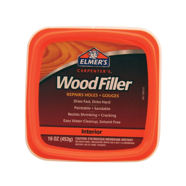 Elmers E849D8 Wood Filler, Paste, Mild Acrylic, Light Tan, 1 pt