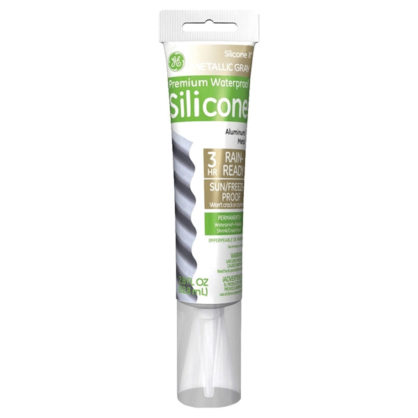 GE Silicone II GE285 Silicone Caulk, Gray, -55 to 400 deg F, 2.8 oz Tube