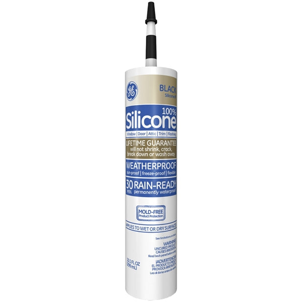 GE Silicone II GE5030 Window and Door Caulk, Black, -55 to 400 deg F, 10.1 oz Cartridge