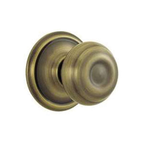 Schlage Georgian Series F170 GEO 609 Dummy Door Knob with Camelot Trim, Antique Brass