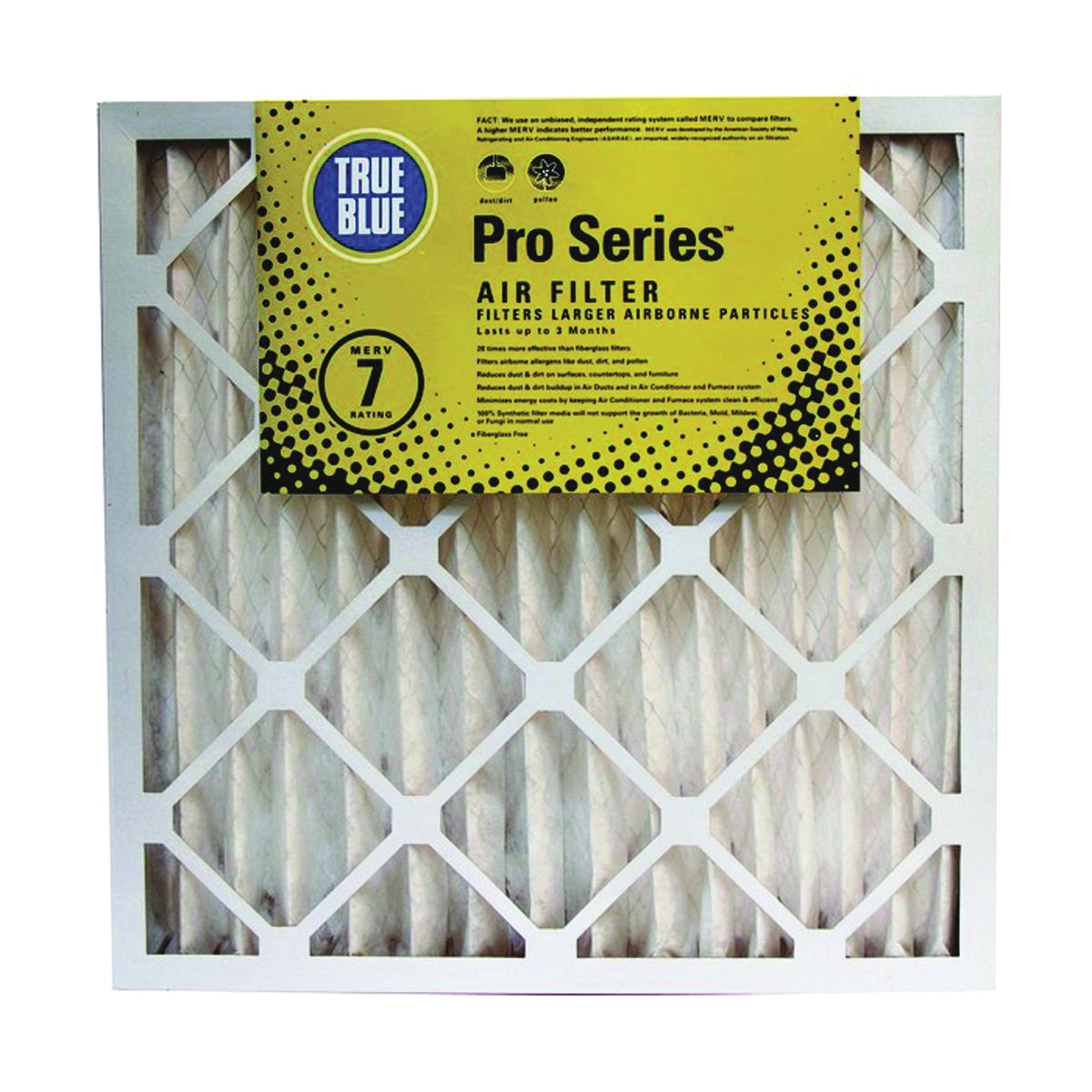 True Blue PRO220202 Pleated Air Filter, 20 in L, 20 in W, 7 MERV, Cardboard Frame