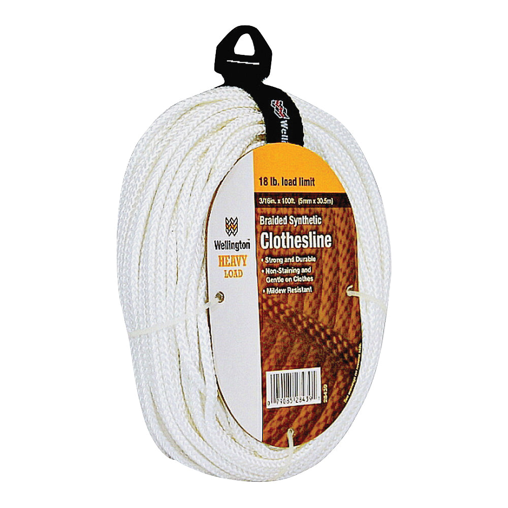 Wellington Puritan 28439 Clothesline, #6, 100 ft L, Synthetic Fabric, Bright White