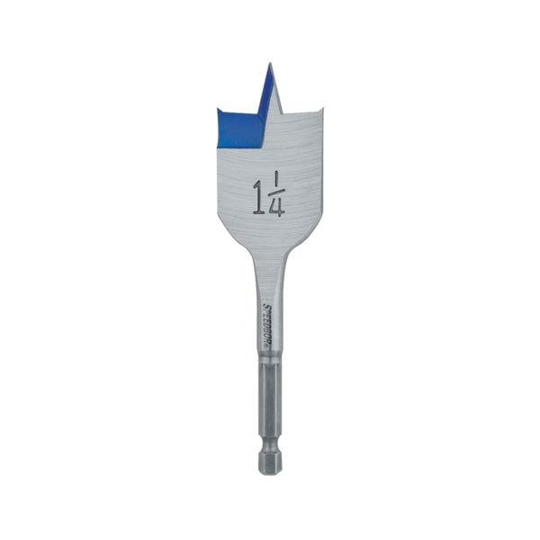 IRWIN 87920 Spade Drill Bit, 1-1/4 in Dia, 4 in OAL, Flat Flute, 1/4 in Dia Shank, Hex Shank