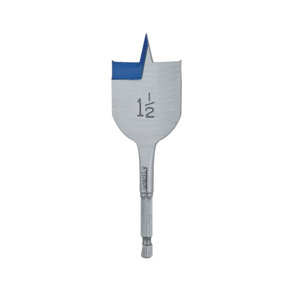 IRWIN 87924 Spade Drill Bit, 1-1/2 in Dia, 4 in OAL, Flat Flute, 1/4 in Dia Shank, Hex Shank