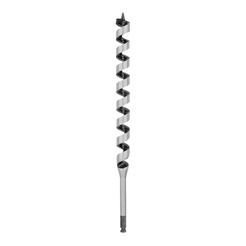IRWIN 3043014 Auger Drill Bit, 1-1/8 in Dia, 17 in OAL, Twist Flute, 1-Flute, 7/16 in Dia Shank