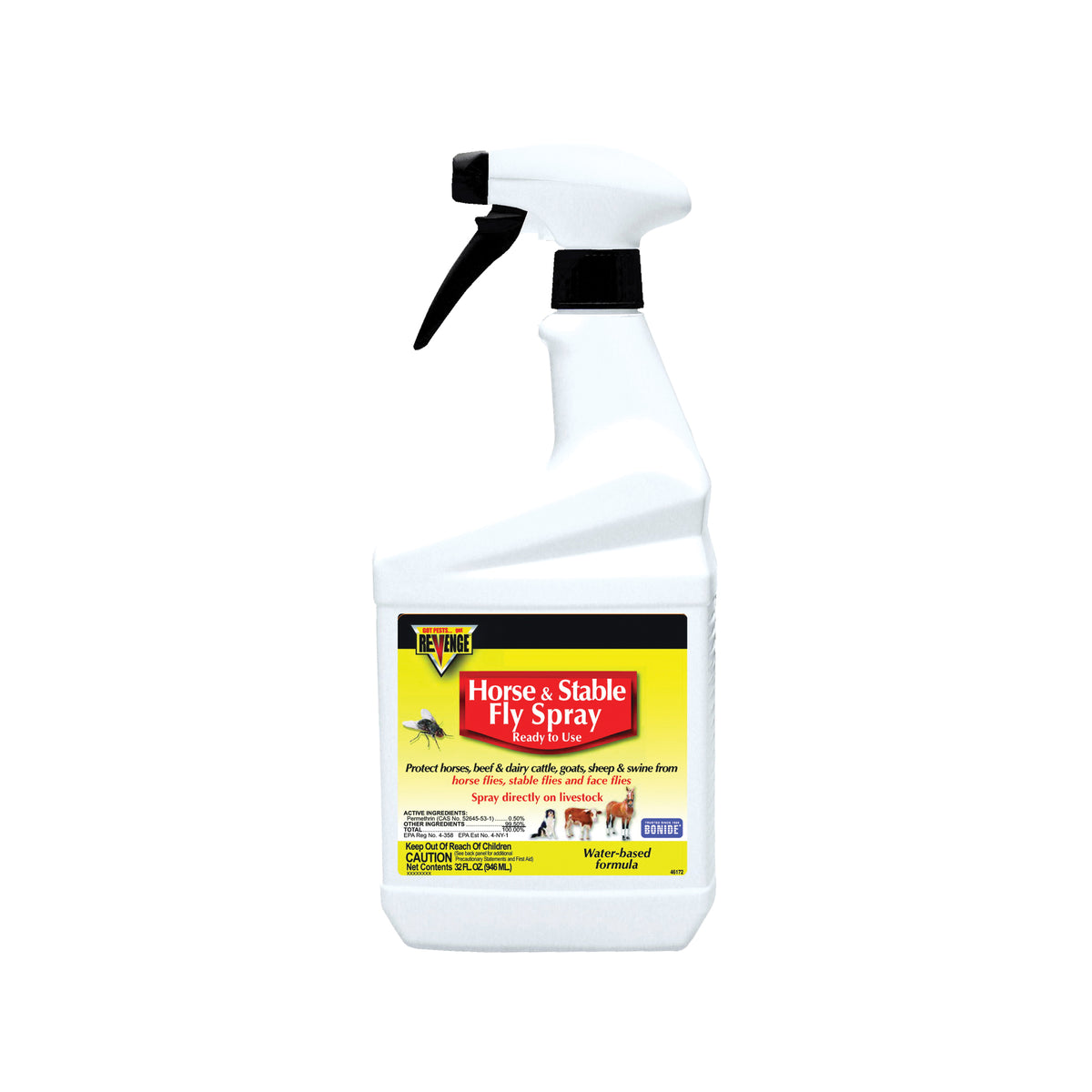 Bonide 46172 Horse and Stable Fly Spray, Liquid, Spray Application, 1 qt