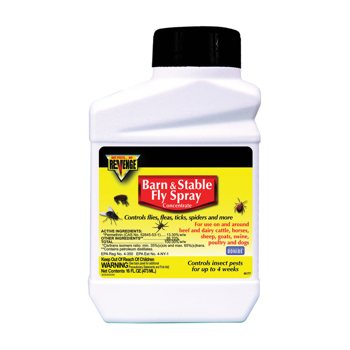 Bonide 46177 Barn and Stable Fly Spray, Liquid, Brown/Yellow, Mild Solvent, 12 pt