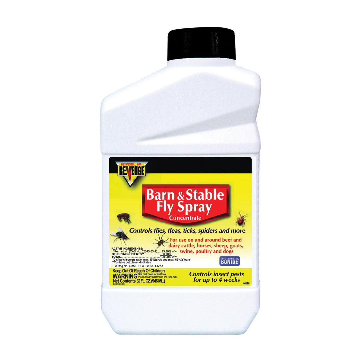 Bonide 46178 Barn and Stable Fly Spray, Liquid, Brown/Yellow, Mild Solvent, 12 qt