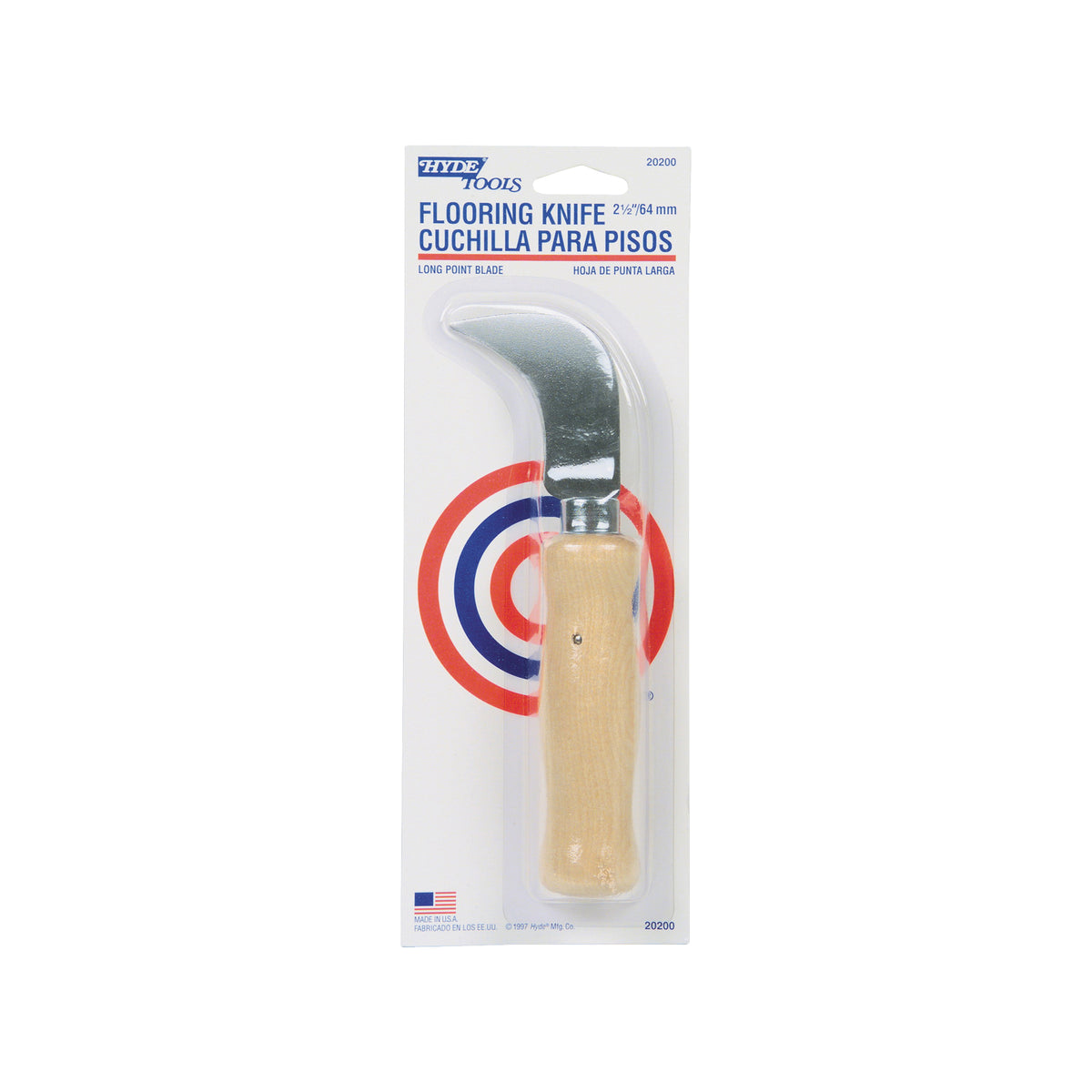 HYDE 20200 Floor Knife, 2-1/2 in W Blade, Cutlery Steel Blade, Hardened, Honed and Tempered Handle