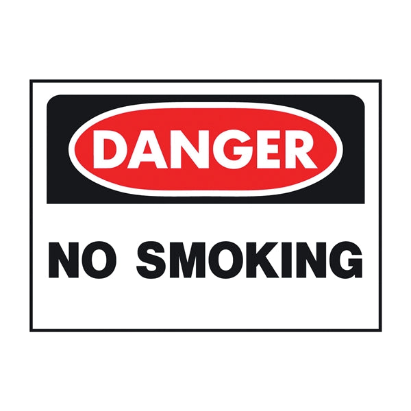 HY-KO 515 Danger Sign, Rectangular, NO SMOKING, Black Legend, White Background, Polyethylene