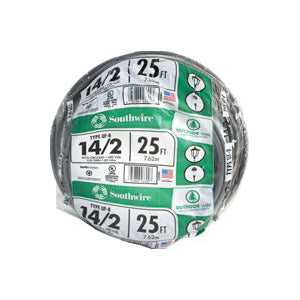 Southwire 138-1402AR Building Wire, 14 AWG Wire, 2 -Conductor, 25 ft L, Copper Conductor, Plastic Insulation