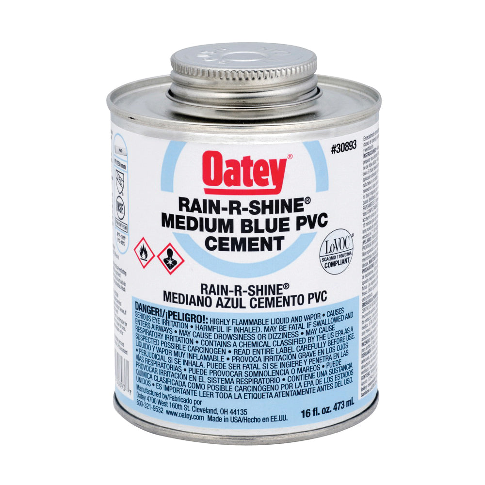 Oatey 30893 Solvent Cement, 16 oz Can, Liquid, Blue