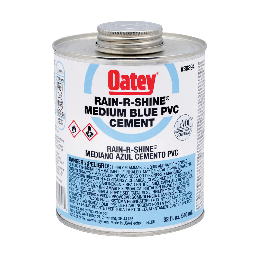 Oatey 30894 Solvent Cement, 32 oz Can, Liquid, Blue