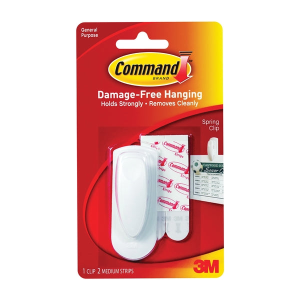 Command 17005 Spring Clip, Plastic, White