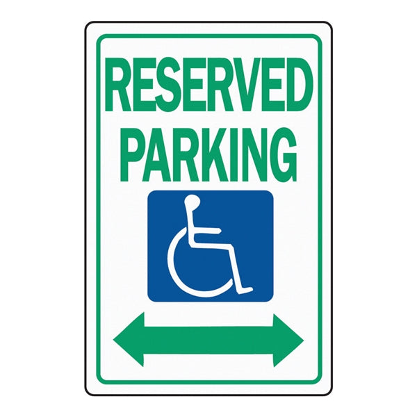 HY-KO HW-32 Parking Sign, Rectangular, RESERVED PARKING, Green Legend, White Background, Aluminum