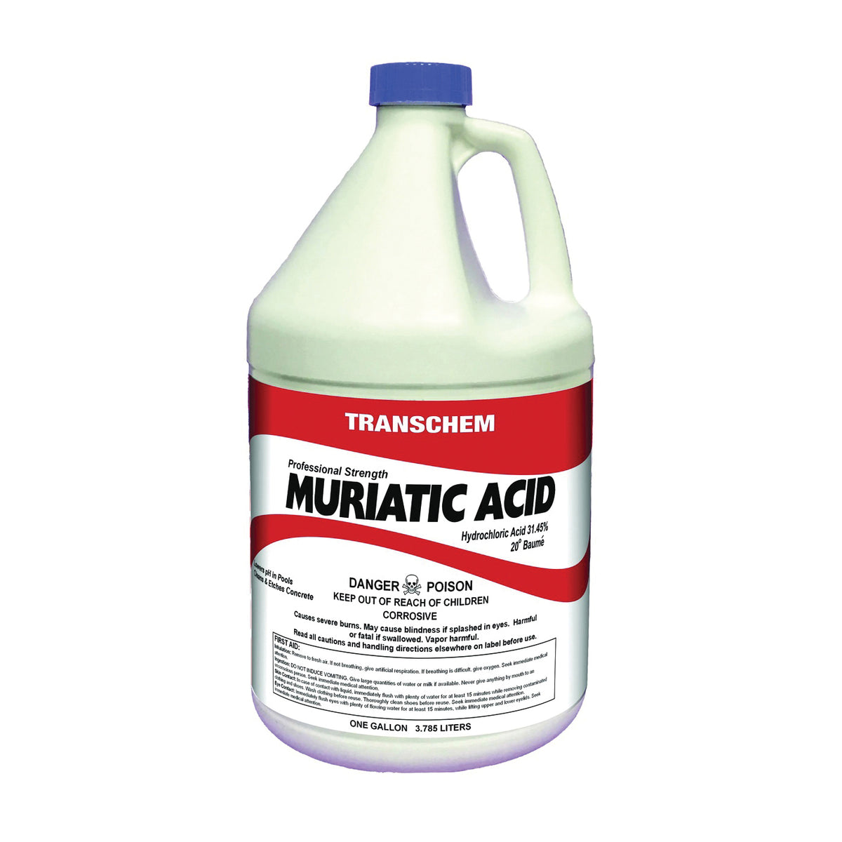 SUNBELT CHEMICALS MA1 Muriatic Acid, Liquid, Acrid, Pungent, Clear, 1 gal, Bottle